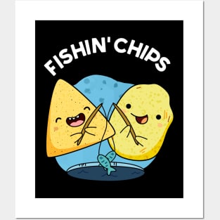 Fishin chips Funny Food Pun Posters and Art